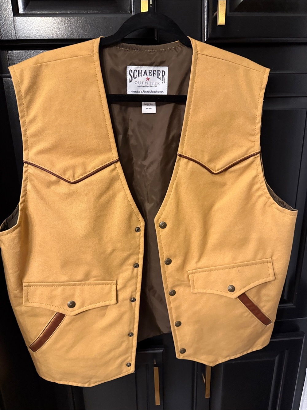 Schaefer Outfitter Men's Tan Work Vest with Contrast Trim